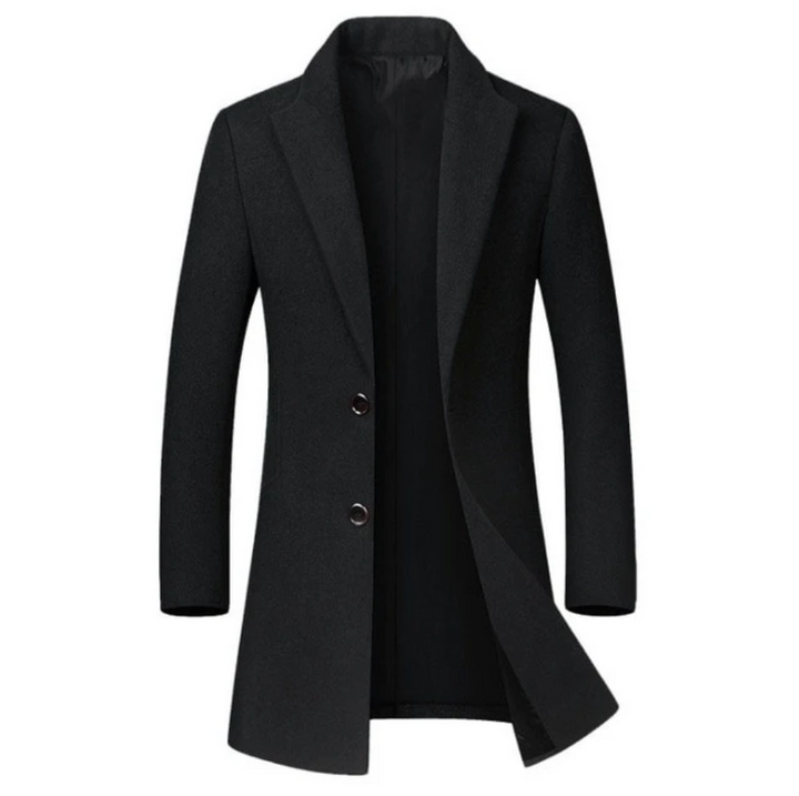Morkvarg - Elegant Long Winter Coat With Button