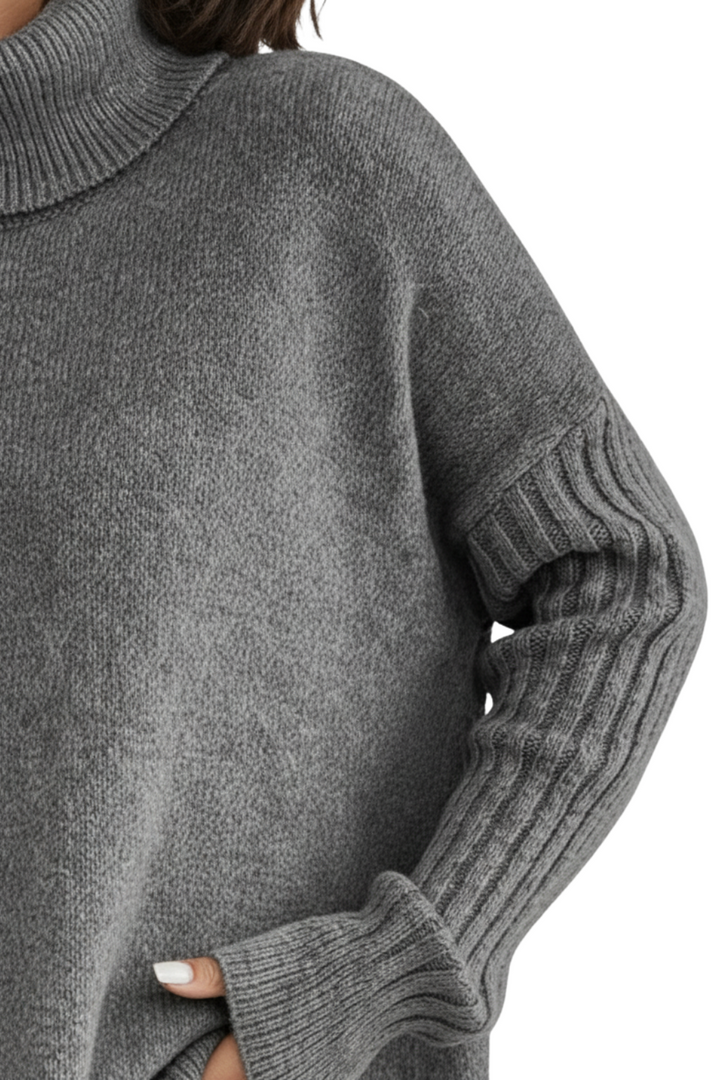 NAOMI – COZY ASYMMETRICAL TURTLENECK SWEATER