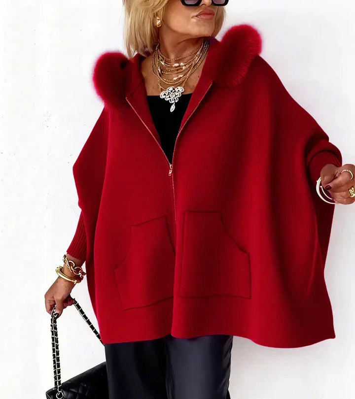 VICTORIA – GLAM PLUSH HOODED PONCHO