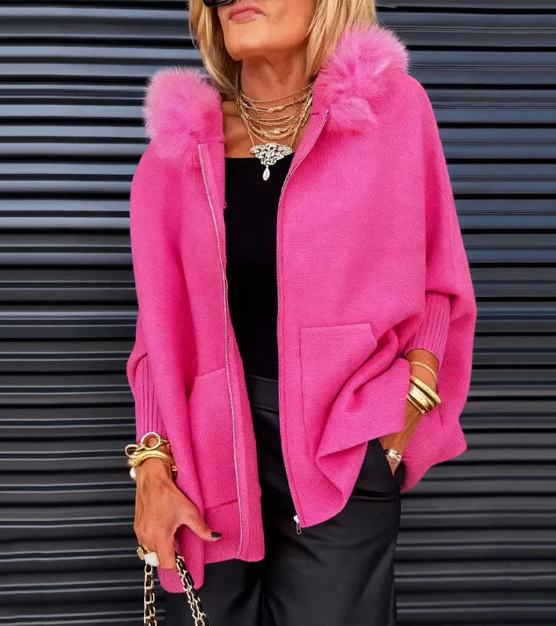 VICTORIA – GLAM PLUSH HOODED PONCHO