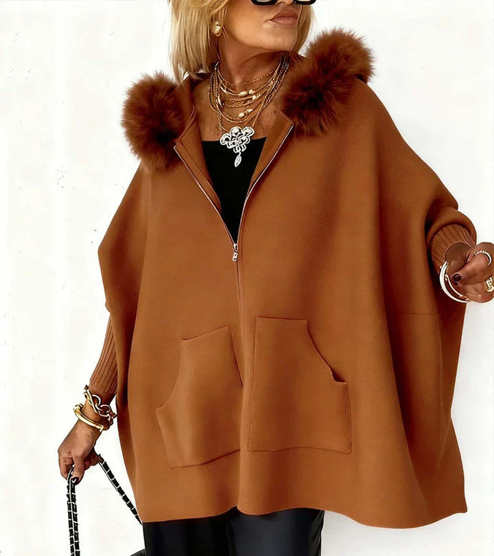VICTORIA – GLAM PLUSH HOODED PONCHO