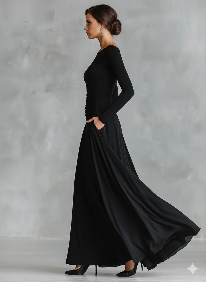Hestia - Elegant Maxi Dress with Flowing Pleats