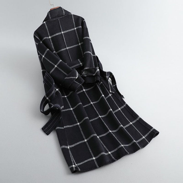ADRIANNA – ELEGANT PLAID LONG COAT
