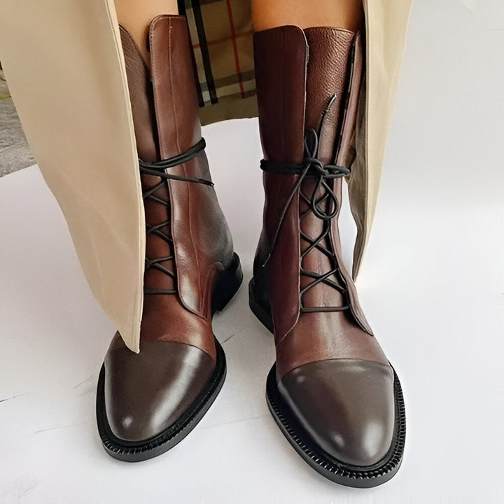 RENATA – CLASSIC LACE-UP VEGAN LEATHER BOOTS