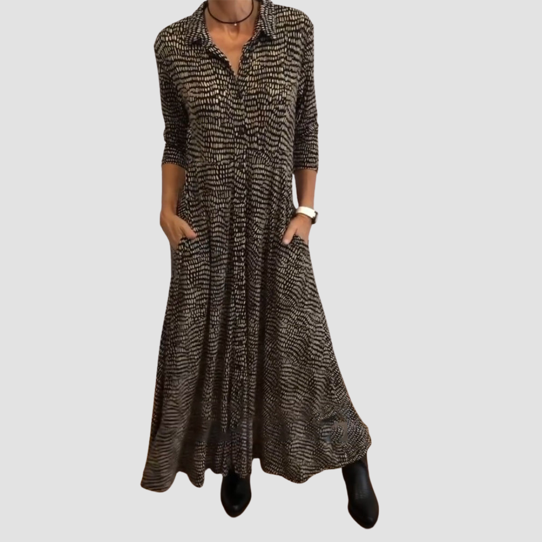 Mathea - Long Sleeve Maxi Dress With Pockets