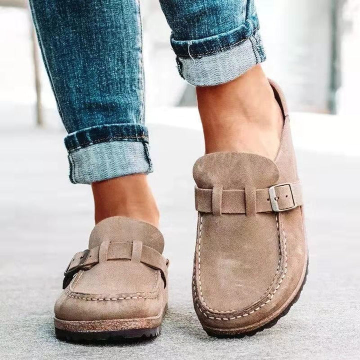 HARLOW – COZY BUCKLE DETAIL SLIP-ON LOAFERS