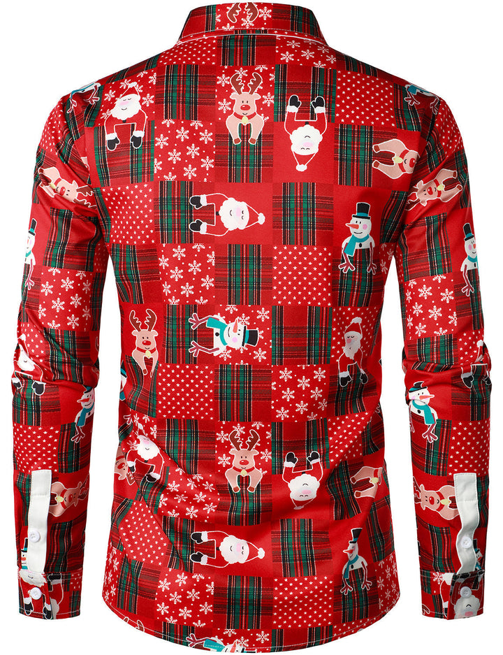 Hunter - Men's Vintage Red Tartan Fun Holiday Grim Christmas Long Sleeve Shirt