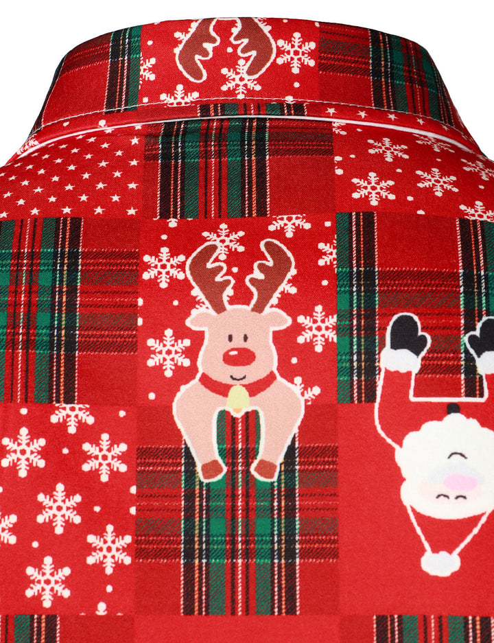 Hunter - Men's Vintage Red Tartan Fun Holiday Grim Christmas Long Sleeve Shirt