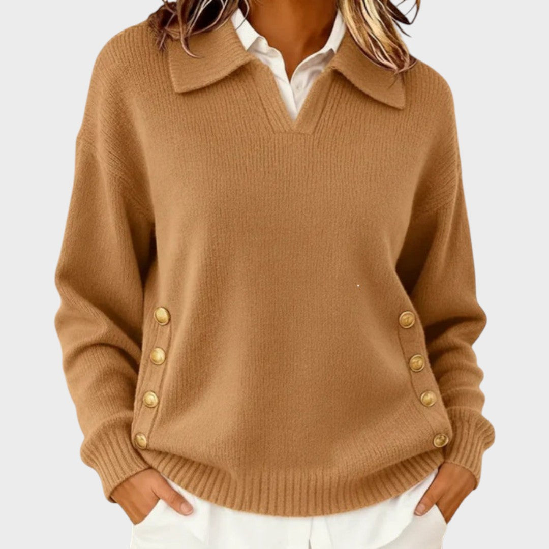 Humaira - V-Neck Sweater With Button