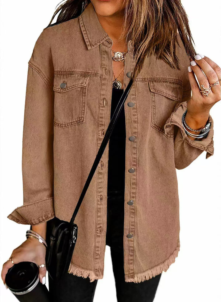 AVA – CLASSIC FRAYED HEM DENIM JACKET