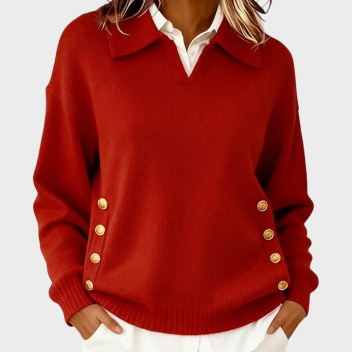 Humaira - V-Neck Sweater With Button
