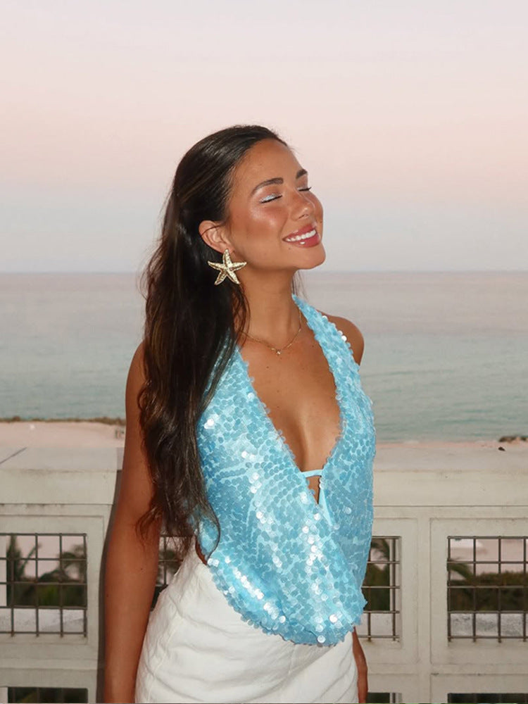 Armilyn | Sequin Halter Top