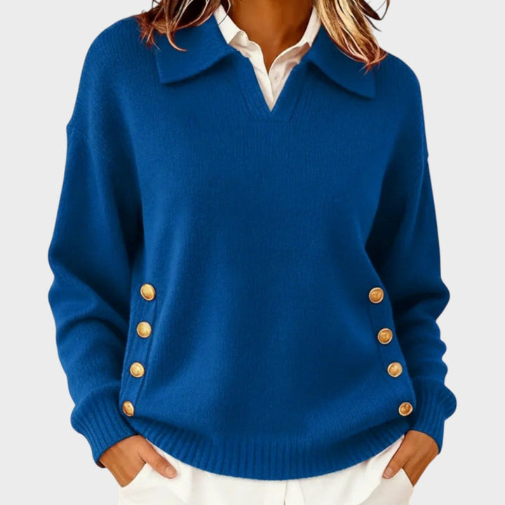 Humaira - V-Neck Sweater With Button