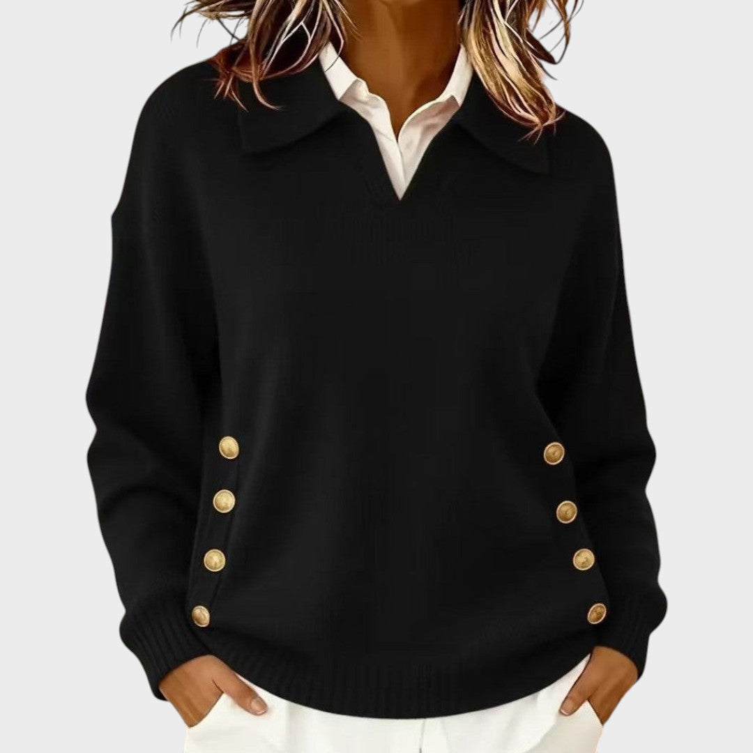 Humaira - V-Neck Sweater With Button