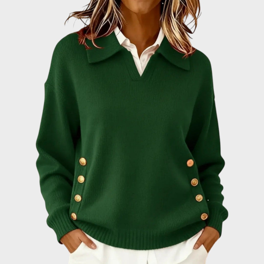 Humaira - V-Neck Sweater With Button