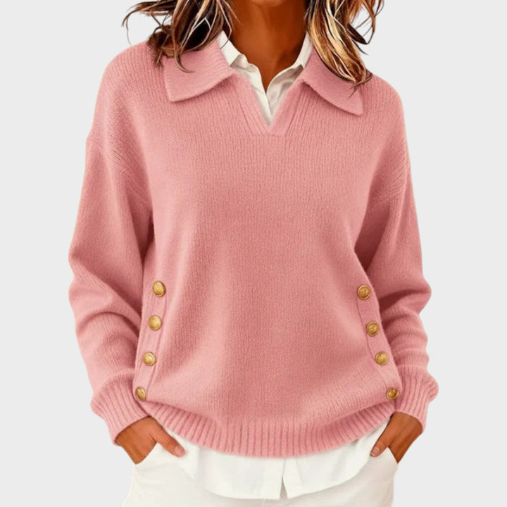 Humaira - V-Neck Sweater With Button