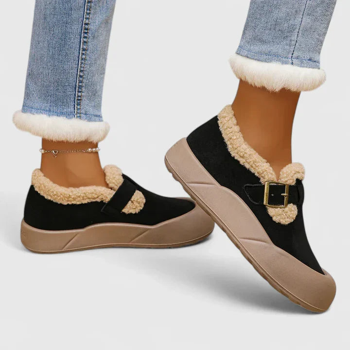 BROOKE – COZY SUEDE BUCKLE SLIPPERS
