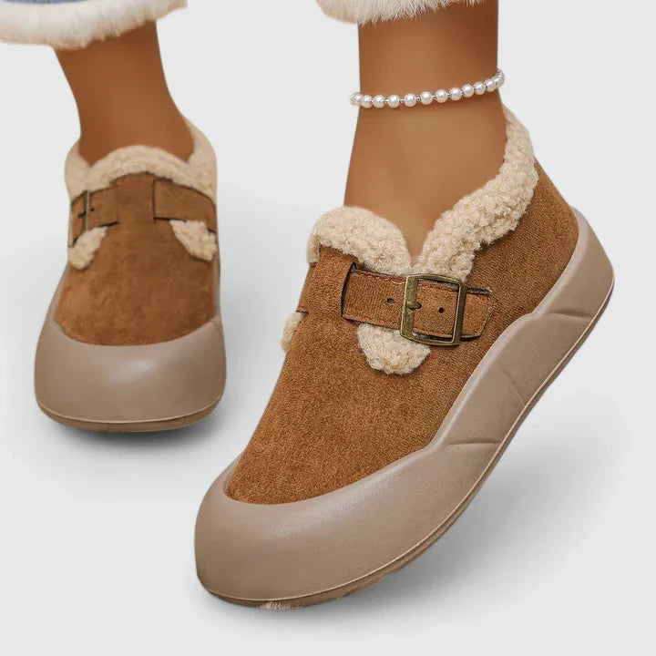 BROOKE – COZY SUEDE BUCKLE SLIPPERS