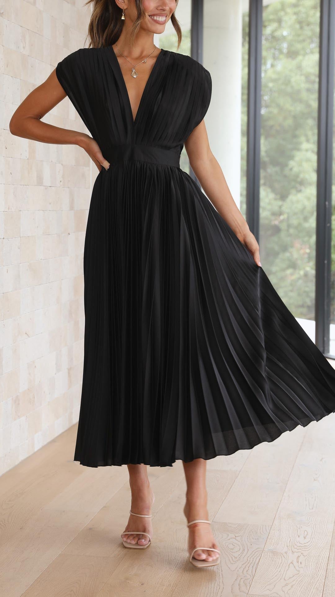 ALIYAH – ELEGANT PLEATED MIDI DRESS