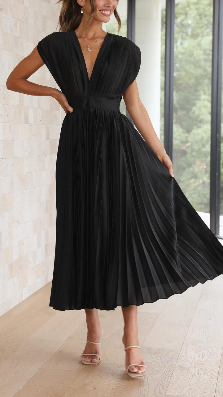 ALIYAH – ELEGANT PLEATED MIDI DRESS