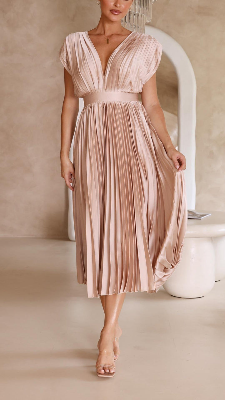 ALIYAH – ELEGANT PLEATED MIDI DRESS
