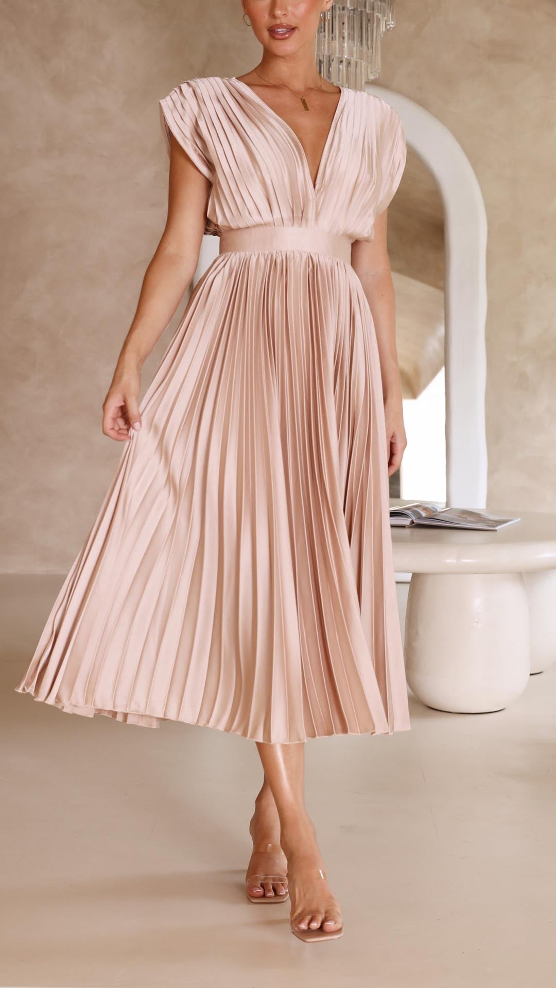 ALIYAH – ELEGANT PLEATED MIDI DRESS