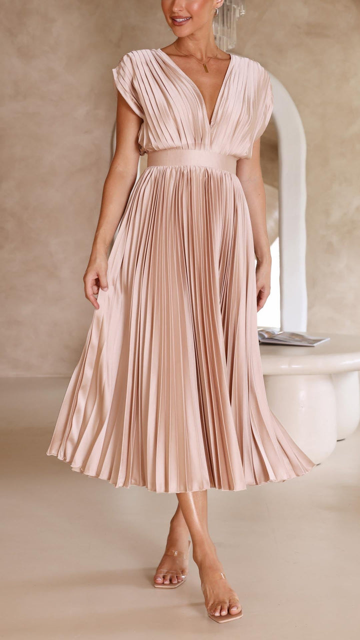 ALIYAH – ELEGANT PLEATED MIDI DRESS