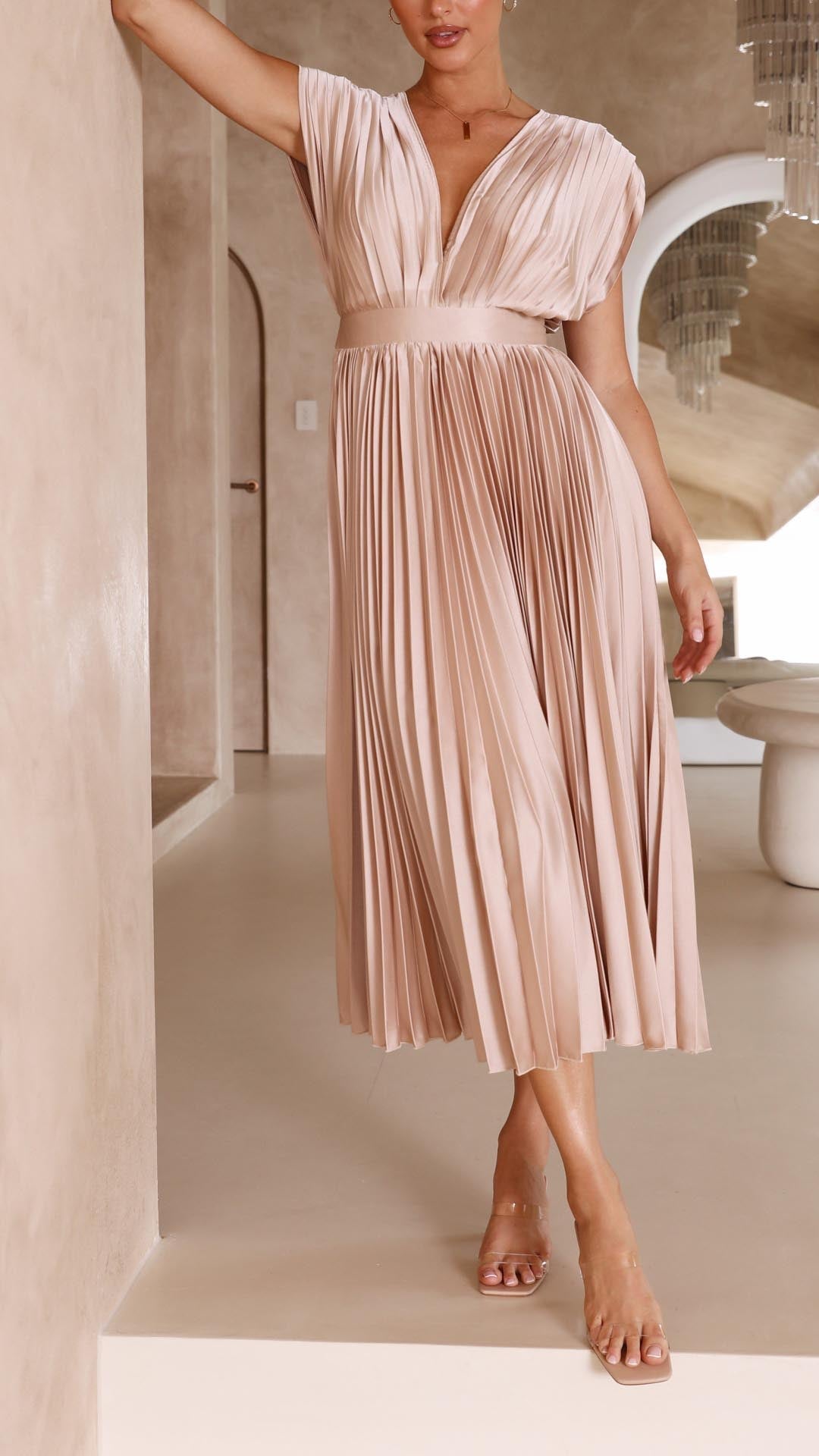 ALIYAH – ELEGANT PLEATED MIDI DRESS