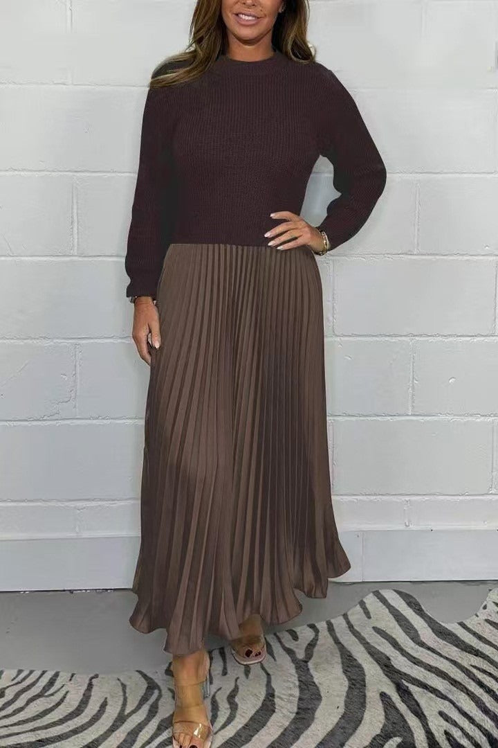 BRIELLE – ELEGANT PLEATED SWEATER DRESS