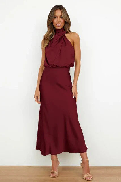 MADDIE – ELEGANT DRAPE NECK DRESS