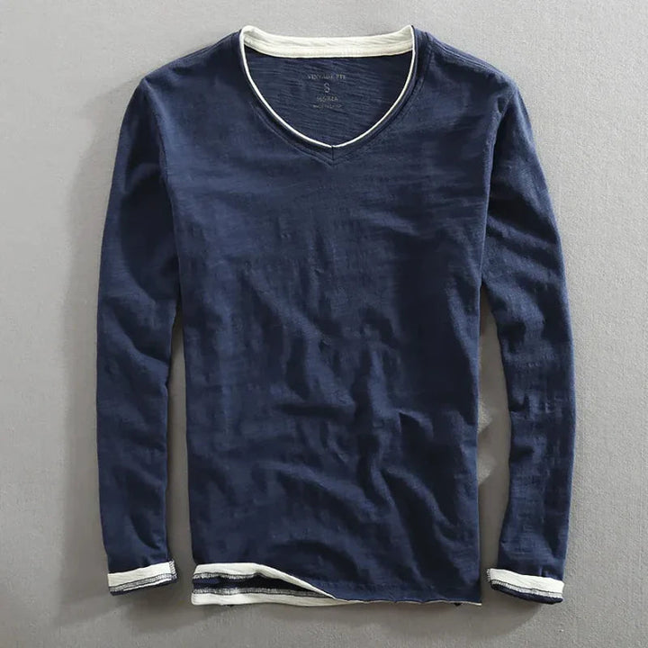 JAMES – LAYERED LONG SLEEVE V-NECK TEE