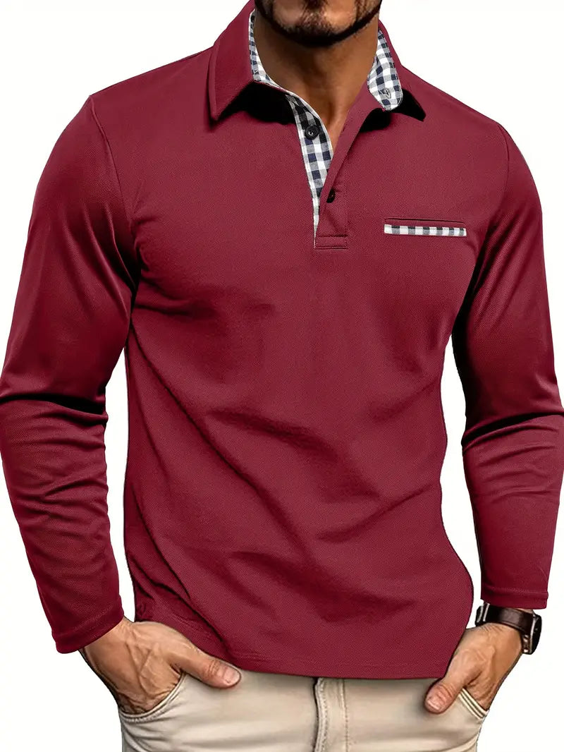 Yonatan - Long Sleeve Cotton Polo Shirt