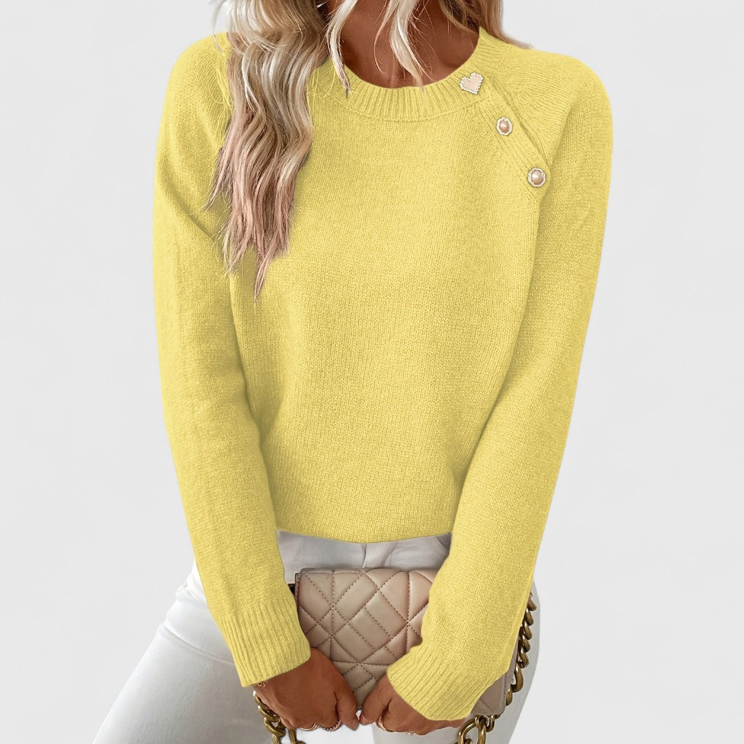 ELOISE – ELEGANT BUTTON DETAIL KNIT SWEATER