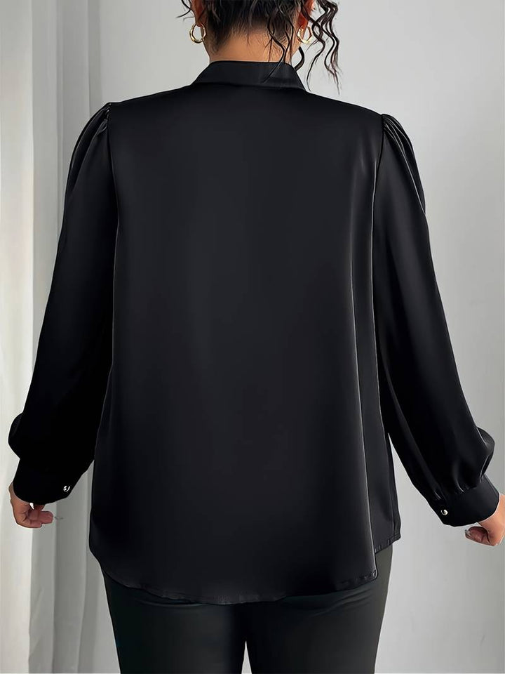 Elisheva - Elegant Bubble Sleeve Shirt With V-Neck