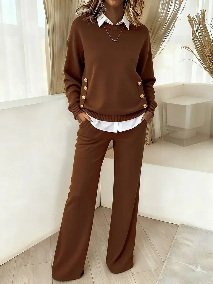 Pavetta - Comfortable Long Sleeve Sweater And Pant Set