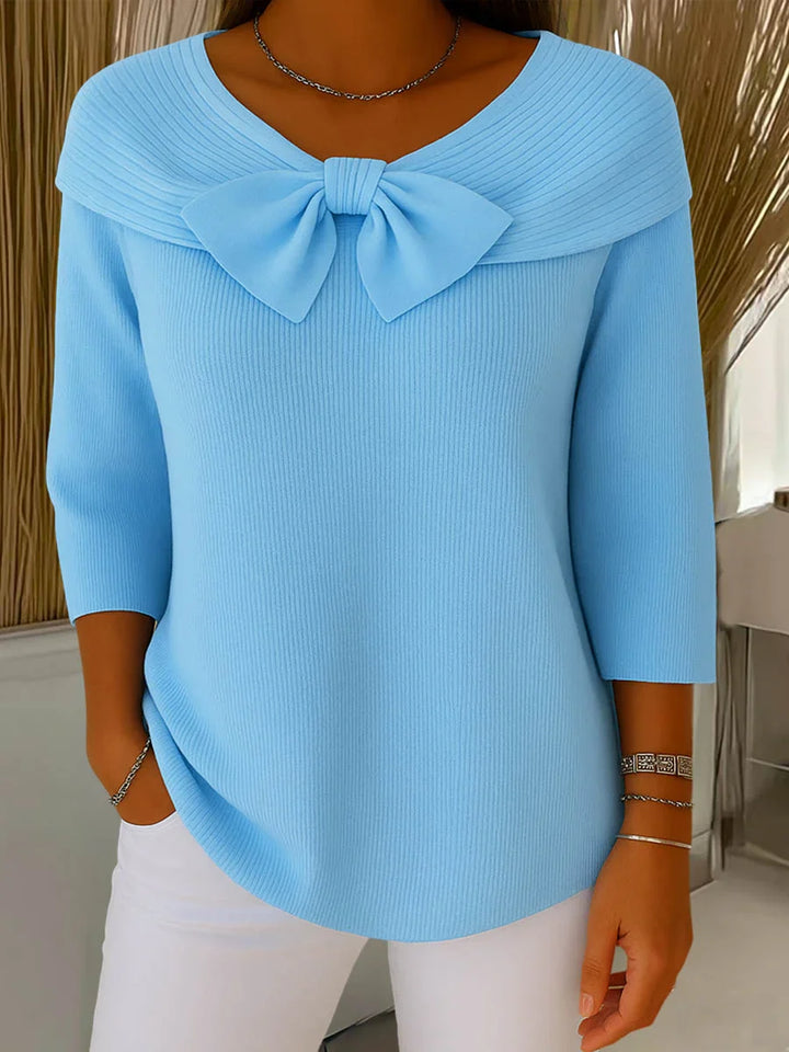 Madeline - Sweet Bow Collar Knit Top