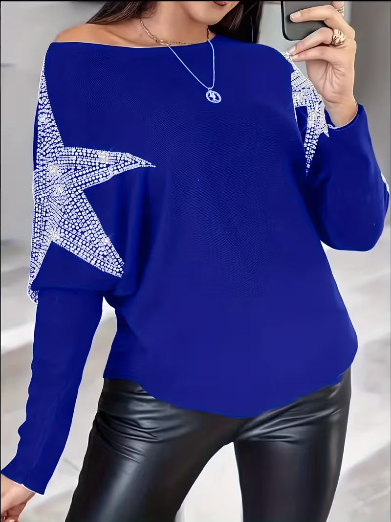 Bernardino - Elegant Long Sleeve Sweater With Star Print
