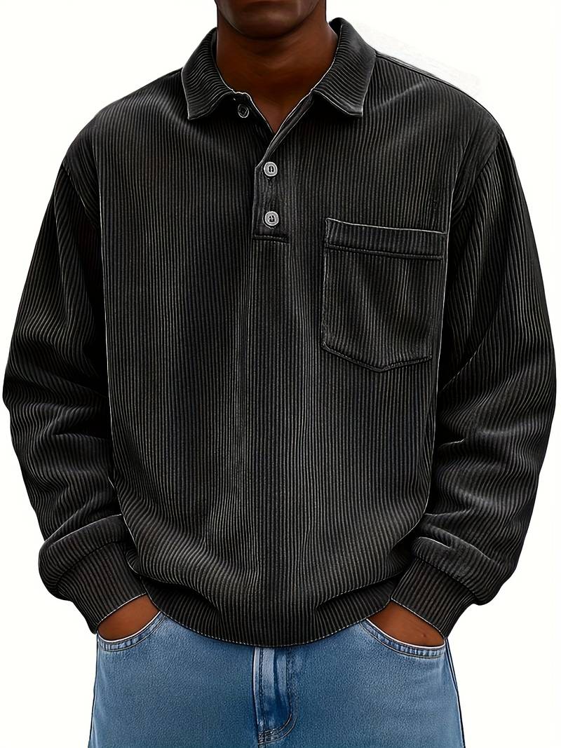 Hawkins - Long Sleeve Turn-Collar Corduroy Shirt