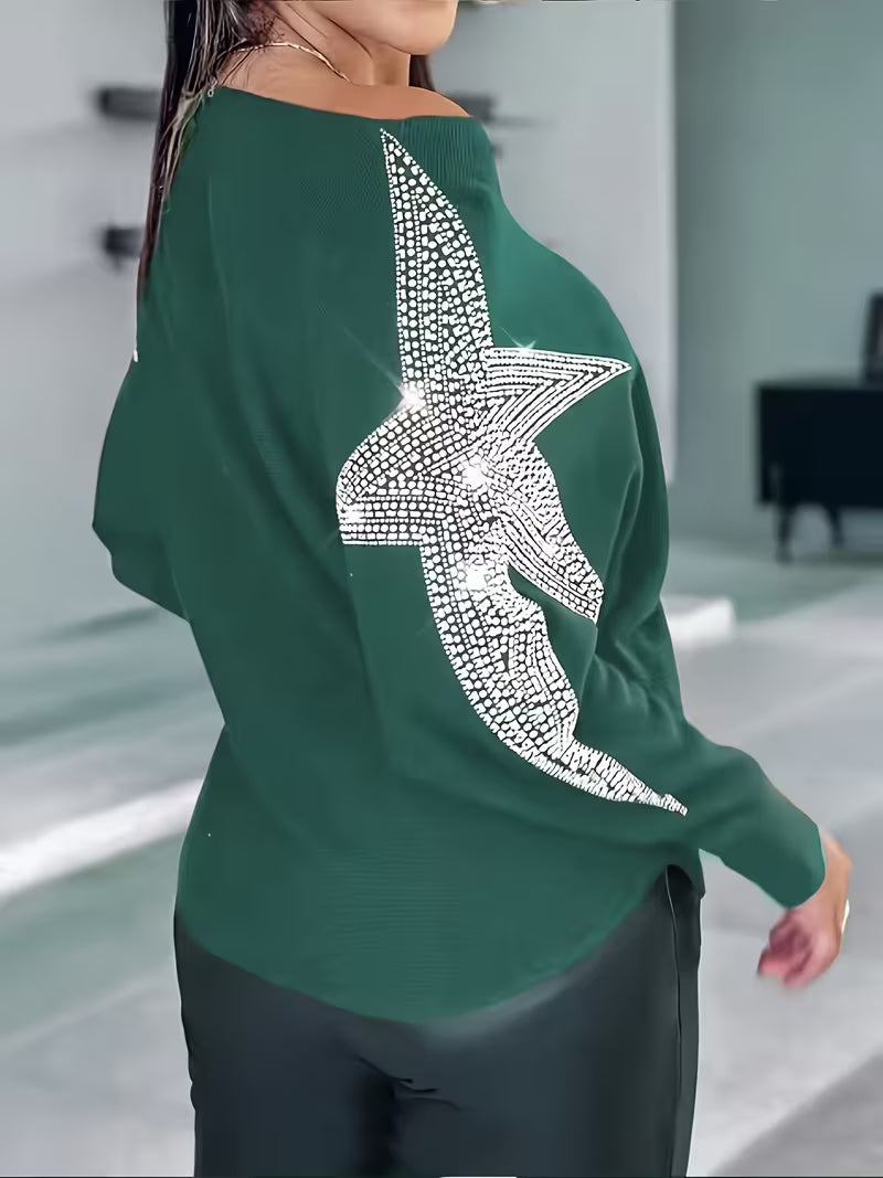 Bernardino - Elegant Long Sleeve Sweater With Star Print