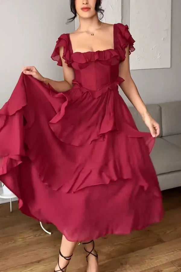 ISABELLA – ROMANTIC CASCADE RUFFLE DRESS