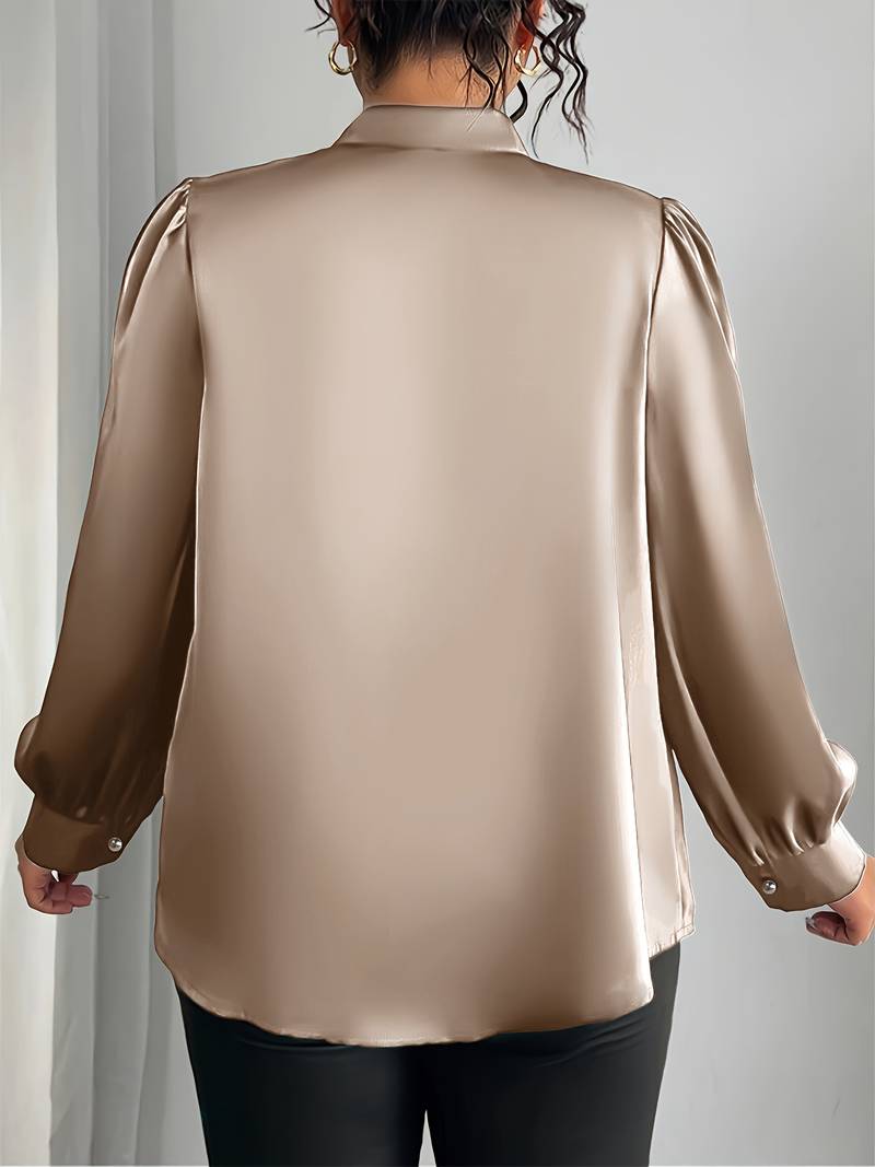 Elisheva - Elegant Bubble Sleeve Shirt With V-Neck