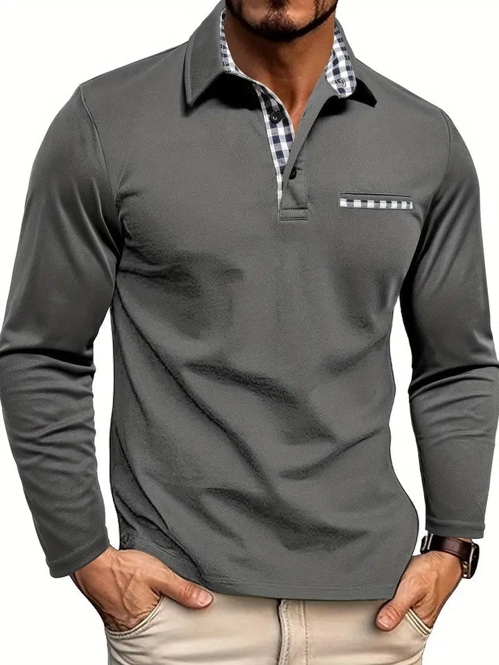Yonatan - Long Sleeve Cotton Polo Shirt