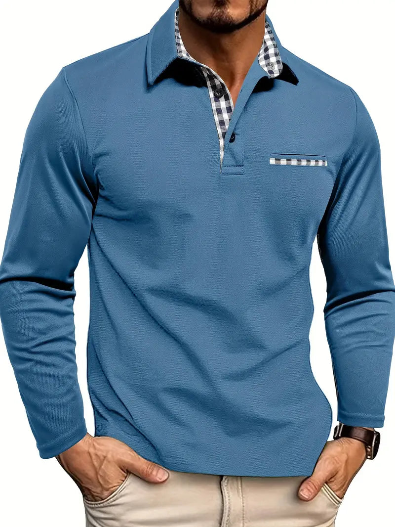 Yonatan - Long Sleeve Cotton Polo Shirt