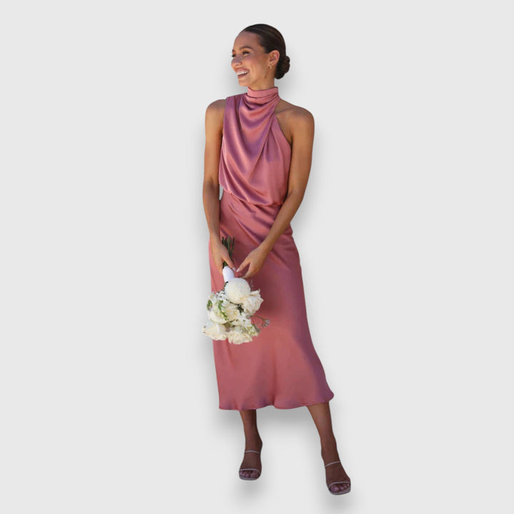 Daisy | Elegant Satin Halter Dress