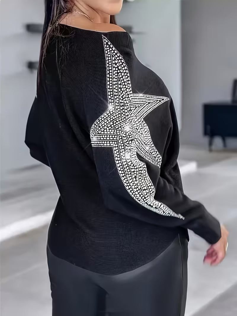 Bernardino - Elegant Long Sleeve Sweater With Star Print