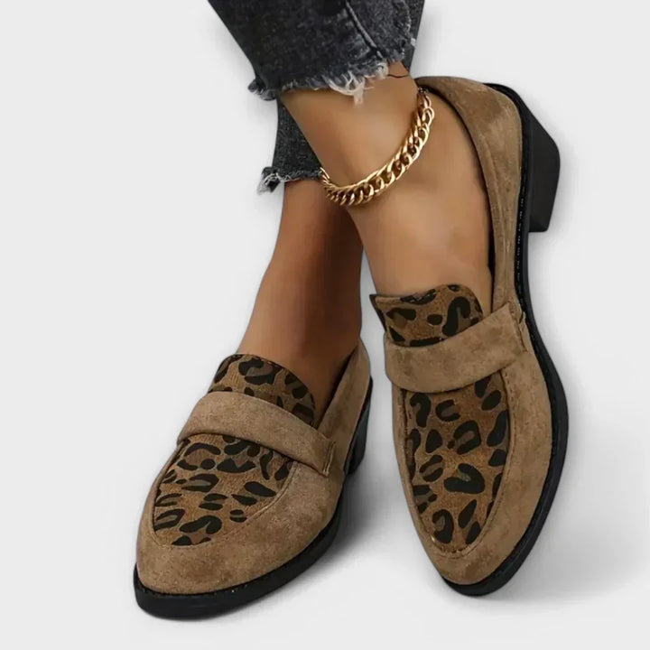 JANELLE – LEOPARD PANEL SUEDE LOAFERS