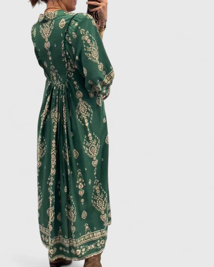 CLAIRE – BOHEMIAN V-NECK MAXI DRESS