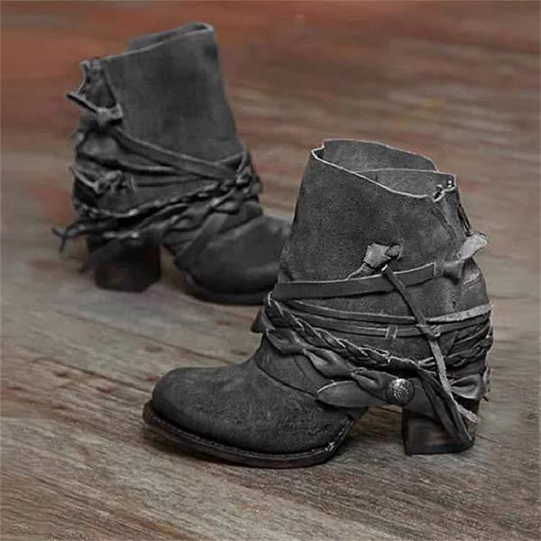 SAVANNAH – RUSTIC WRAP-DETAIL ANKLE BOOTS