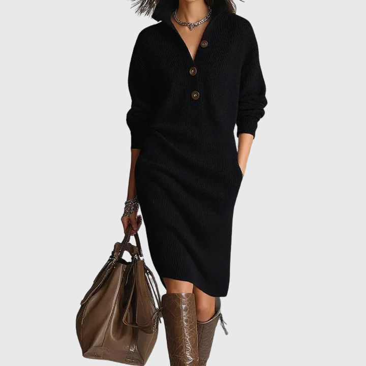 AVA – CLASSIC BUTTON KNIT DRESS