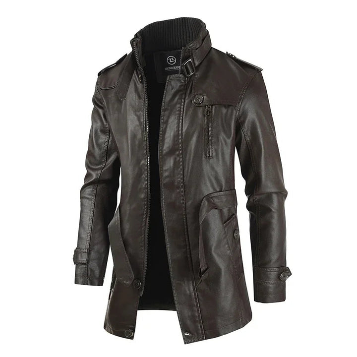 Zacharias - Elegant Long Leather Biker Jacket
